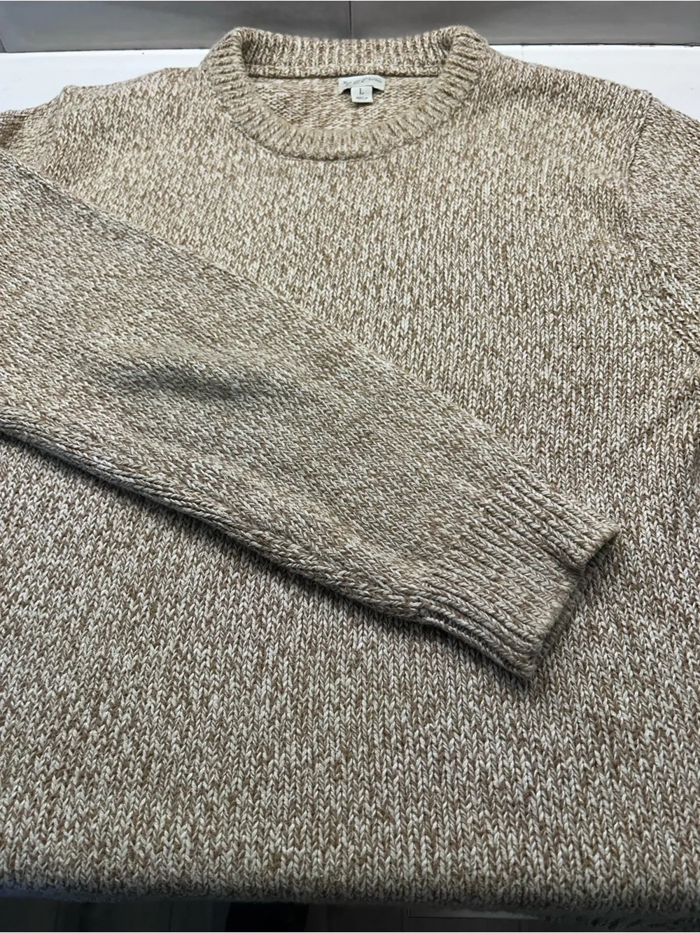 J. Crew Men's Marled Taupe Crewneck Sweater